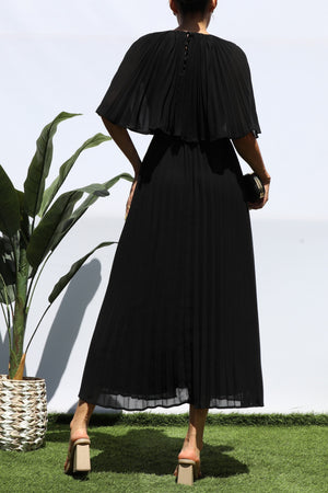 DD7533, PLEATED CAPE MIDI DRESS