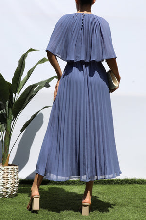 DD7533, PLEATED CAPE MIDI DRESS