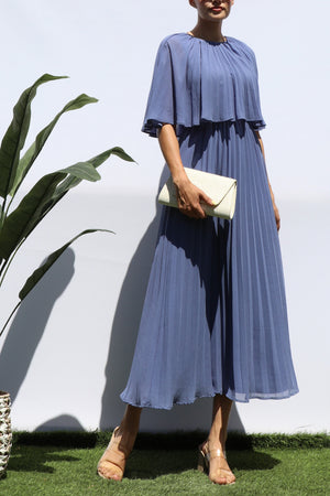 DD7533, PLEATED CAPE MIDI DRESS