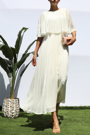 DD7533, PLEATED CAPE MIDI DRESS