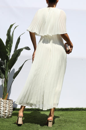 DD7533, PLEATED CAPE MIDI DRESS