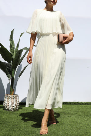 DD7533, PLEATED CAPE MIDI DRESS