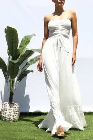 DD4501, SMOCKED WOVEN MAXI DRESS