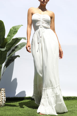 DD4501, SMOCKED WOVEN MAXI DRESS