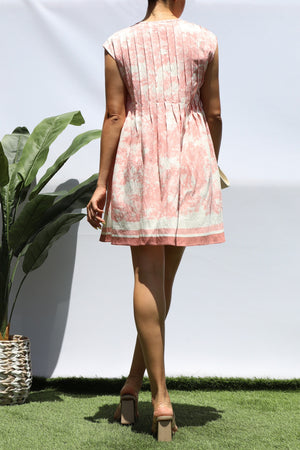 DD8266, PRINTED LOOSE FIT PINTUCK MINI DRESS