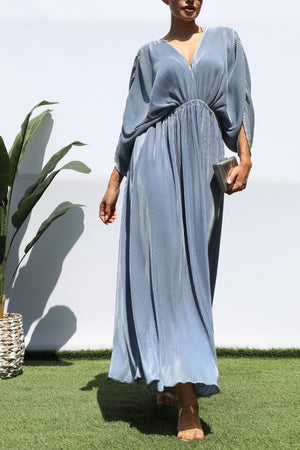 DD7455, PLEATED LOOSE FIT MIDI DRESS