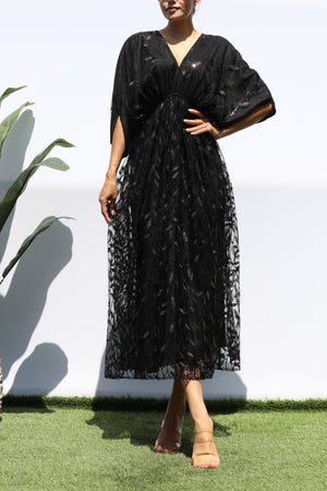 DD7481, SEQUIN LACE LOOSE FIT MIDI DRESS