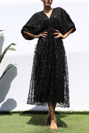 DD7481, SEQUIN LACE LOOSE FIT MIDI DRESS