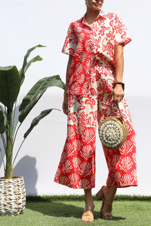 DD8394, PRINTED LOOSE FIT SHIRT AND PANTS SET
