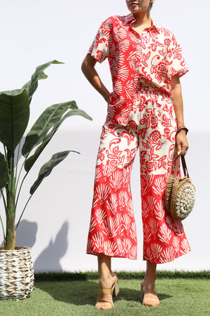 DD8394, PRINTED LOOSE FIT SHIRT AND PANTS SET