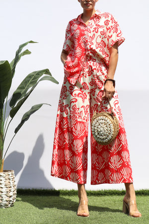 DD8394, PRINTED LOOSE FIT SHIRT AND PANTS SET