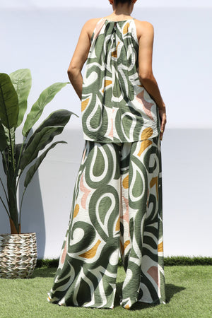 DD8407, PRINTED LOOSE FIT TOP AND PANTS SET