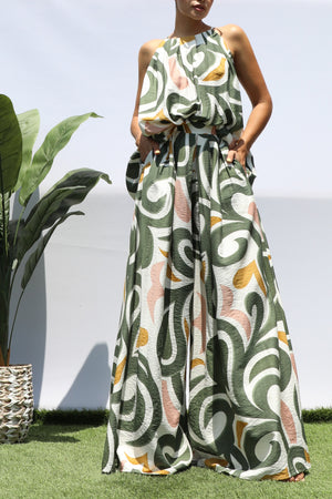 DD8407, PRINTED LOOSE FIT TOP AND PANTS SET