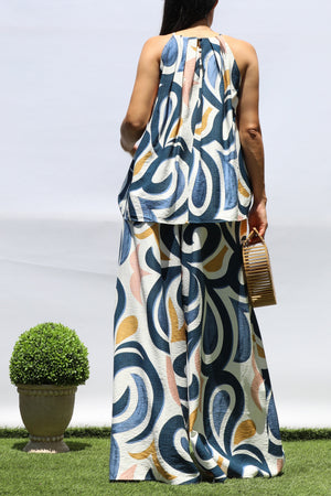 DD8407, PRINTED LOOSE FIT TOP AND PANTS SET