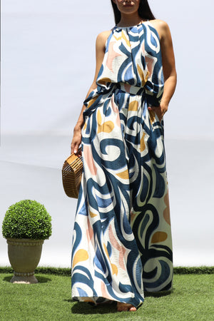 DD8407, PRINTED LOOSE FIT TOP AND PANTS SET