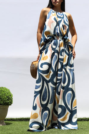 DD8407, PRINTED LOOSE FIT TOP AND PANTS SET