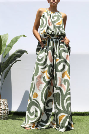 DD8407, PRINTED LOOSE FIT TOP AND PANTS SET