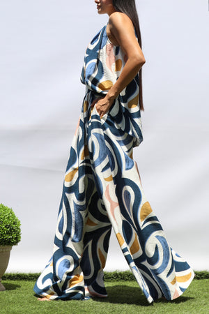 DD8407, PRINTED LOOSE FIT TOP AND PANTS SET