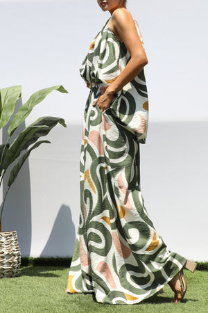 DD8407, PRINTED LOOSE FIT TOP AND PANTS SET