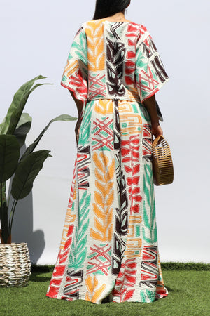 DD8405, PRINTED LOOSE FIT TOP AND FLARE-LEG PANTS SET