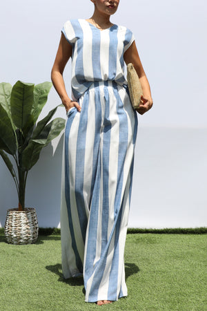 DD8387, STRIPED LOOSE FIT TOP AND PANTS SET