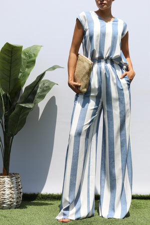 DD8387, STRIPED LOOSE FIT TOP AND PANTS SET
