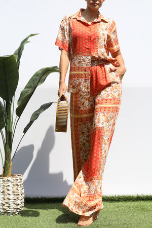 DD8409, PRINTED LOOSE FIT SHIRT AND PANTS SET