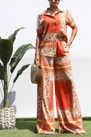 DD8409, PRINTED LOOSE FIT SHIRT AND PANTS SET