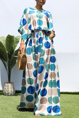 DD8344, PRINTED LOOSE FIT TOP AND FLARE-LEG PANTS SET