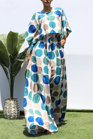 DD8344, PRINTED LOOSE FIT TOP AND FLARE-LEG PANTS SET