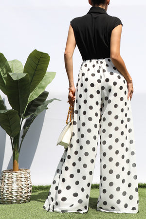 DD8363, POLKA DOT LOOSE FIT TOP KNIT JUMPSUIT