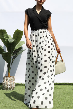 DD8363, POLKA DOT LOOSE FIT TOP KNIT JUMPSUIT