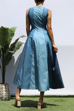 DD8365, MULTI DENIM MIDI DRESS