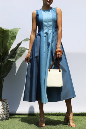 DD8365, MULTI DENIM MIDI DRESS