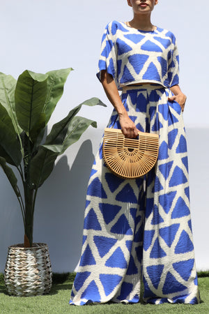 DD8315, PRINTED LOOSE FIT TOP AND FLARE-LEG PANTS SET
