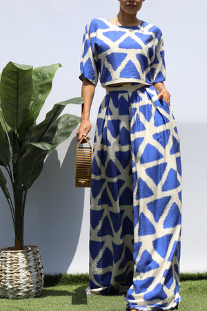 DD8315, PRINTED LOOSE FIT TOP AND FLARE-LEG PANTS SET
