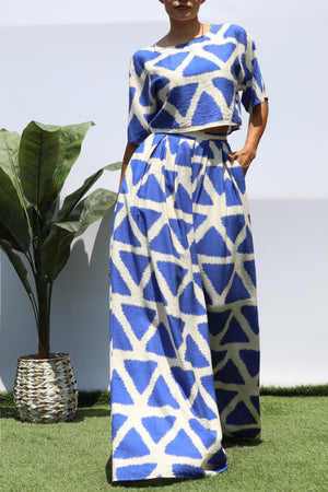DD8315, PRINTED LOOSE FIT TOP AND FLARE-LEG PANTS SET