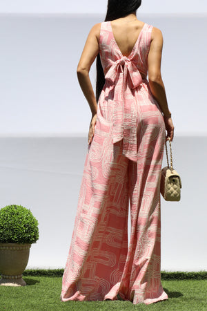 DD8318, PRINTED LOOSE FIT V NECK JUMPSUIT