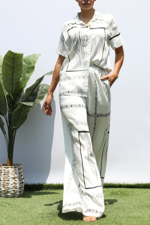 DD8390, PRINTED LOOSE FIT SHIRT AND PANTS SET