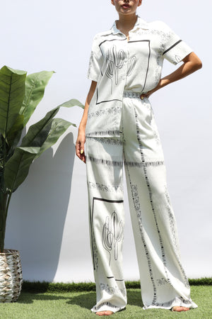 DD8390, PRINTED LOOSE FIT SHIRT AND PANTS SET