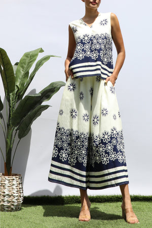 DD8377, PRINTED LOOSE FIT TOP AND FLARE-LEG PANTS SET