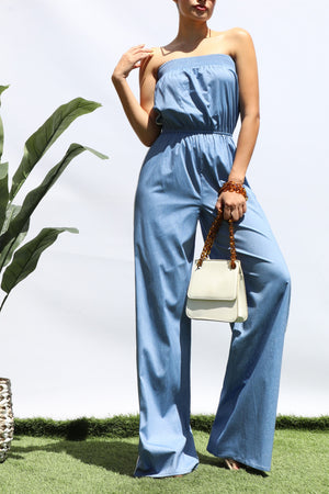 DD8293, DENIM TUBE LOOSE FIT JUMPSUIT