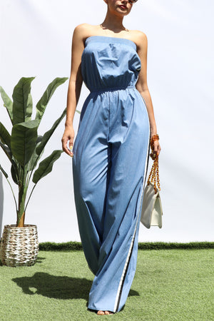 DD8293, DENIM TUBE LOOSE FIT JUMPSUIT