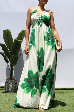 DD8375, FLORAL V NECK MAXI DRESS