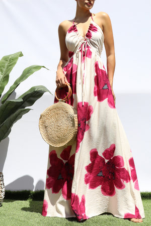 DD8375, FLORAL V NECK MAXI DRESS