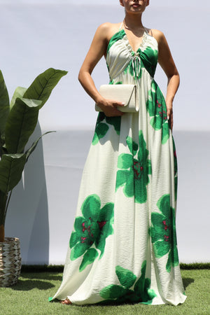 DD8375, FLORAL V NECK MAXI DRESS