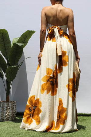 DD8375, FLORAL V NECK MAXI DRESS