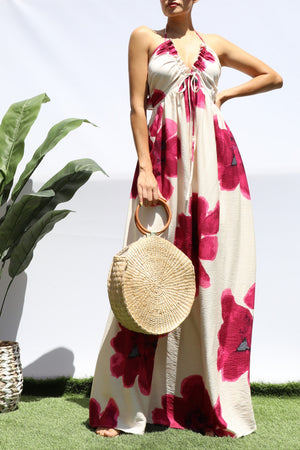 DD8375, FLORAL V NECK MAXI DRESS