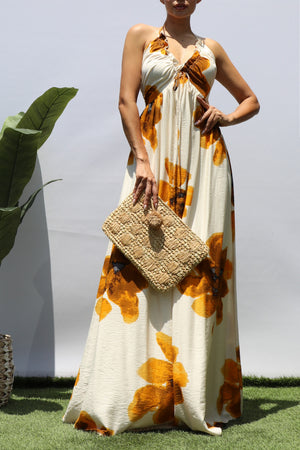 DD8375, FLORAL V NECK MAXI DRESS