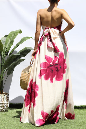 DD8375, FLORAL V NECK MAXI DRESS